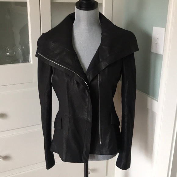 Dawn Levy leather jacket tailcoat asymmetrical hem - Picture 6 of 14